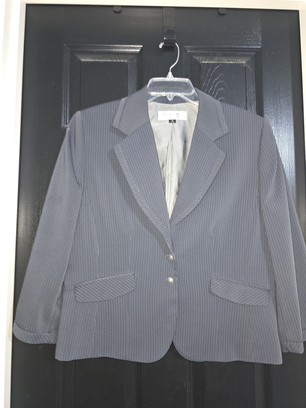 Tahari Arthur S Levine Women's Grey Pinstripe Tailored Blazer